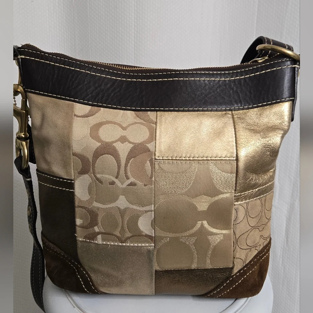 EUC Vintage Coach 2006 Metallic Patchwork Crossbody Bag w/Dust Bag - Picture 3 of 11